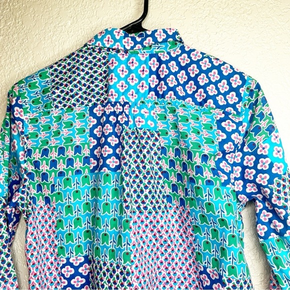 Talbots Petites Patchwork Tulip Print Cotton Button Up Shirt Women’s Size SP - Picture 5 of 6